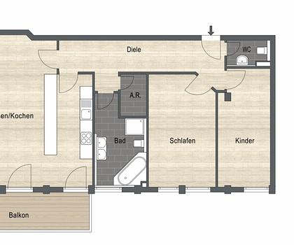 Großzügige 3- Zimmer- City- Wohnung mit Balkon ...