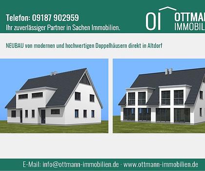 NEUBAU von modernen und hochwertigen Doppelhäusern direkt in Altdorf